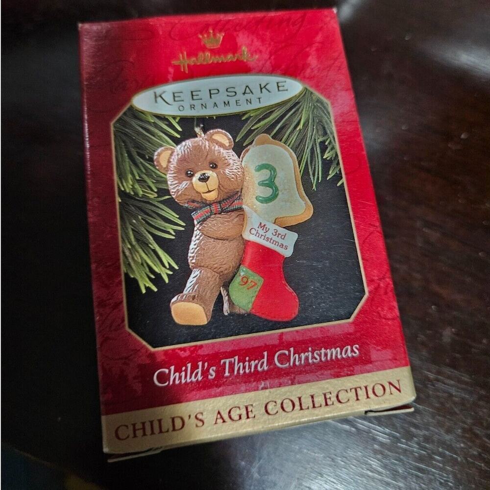 1996 Hallmark CHILD'S Third Christmas Teddy Bear Ornament
